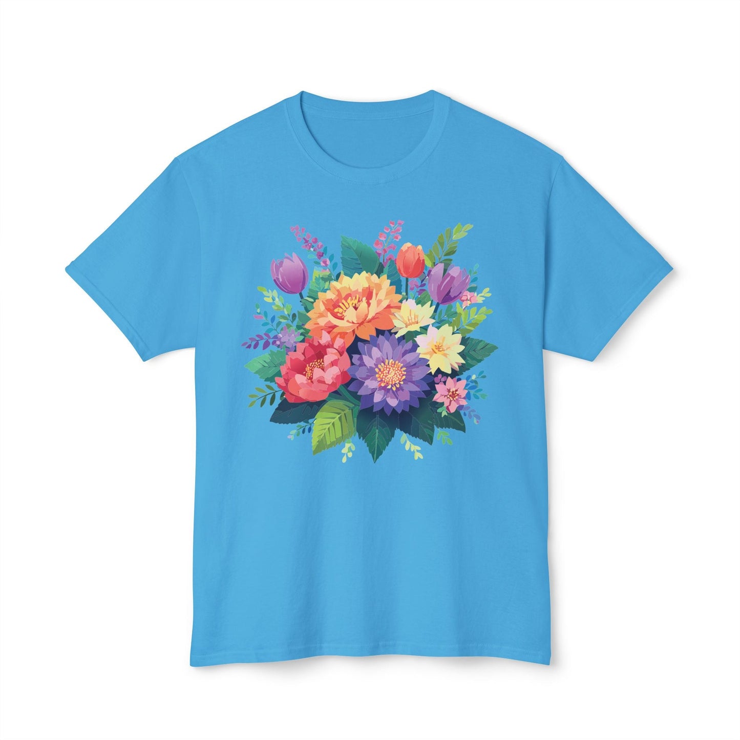 Unisex HD Cotton Art Print T Shirt Floral Design Tee Vintage Flowers Tee Shirt Made in USA