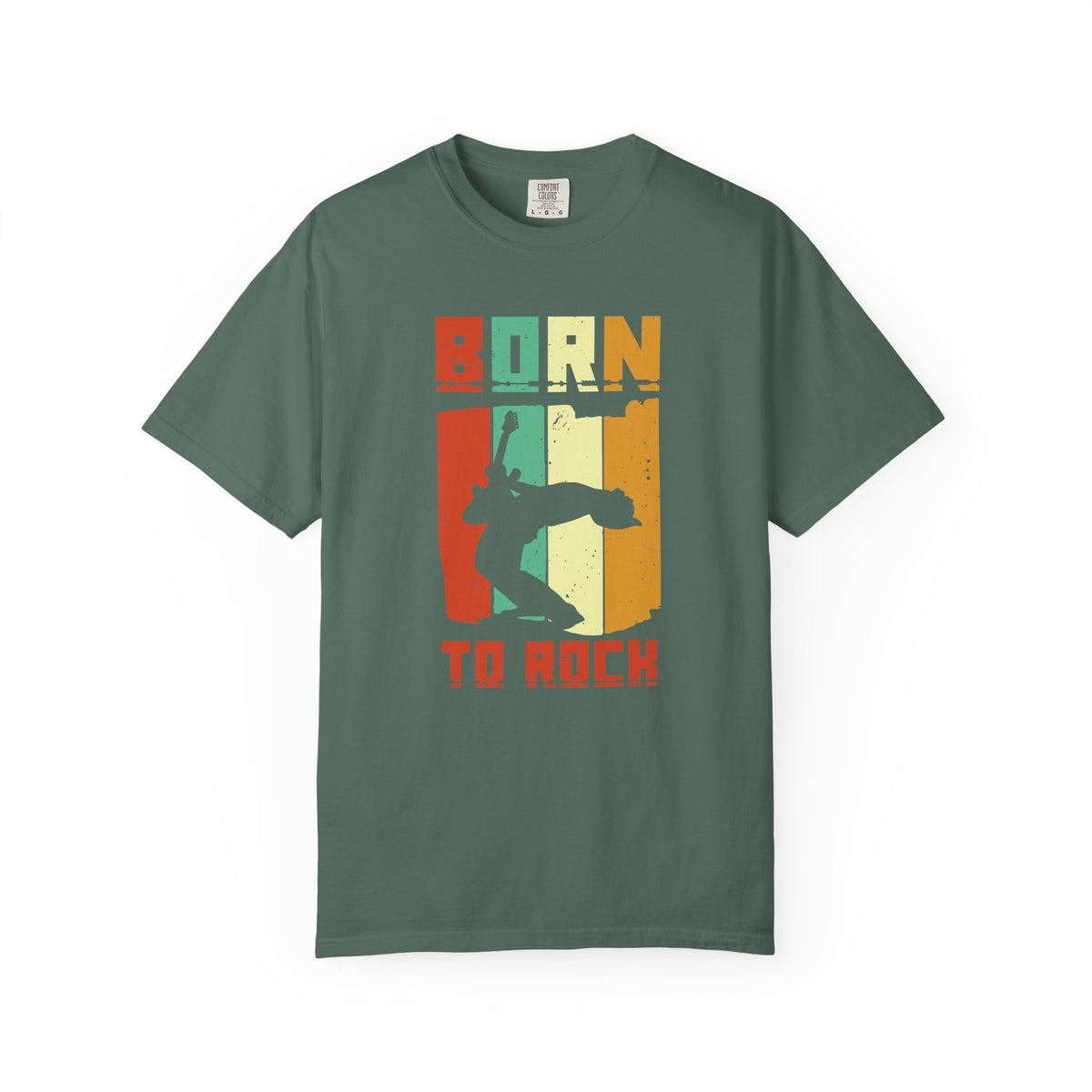 Born to Rock skateboard silhouette T-Shirt Vintage striped graphic Unisex Cotton Tee 086