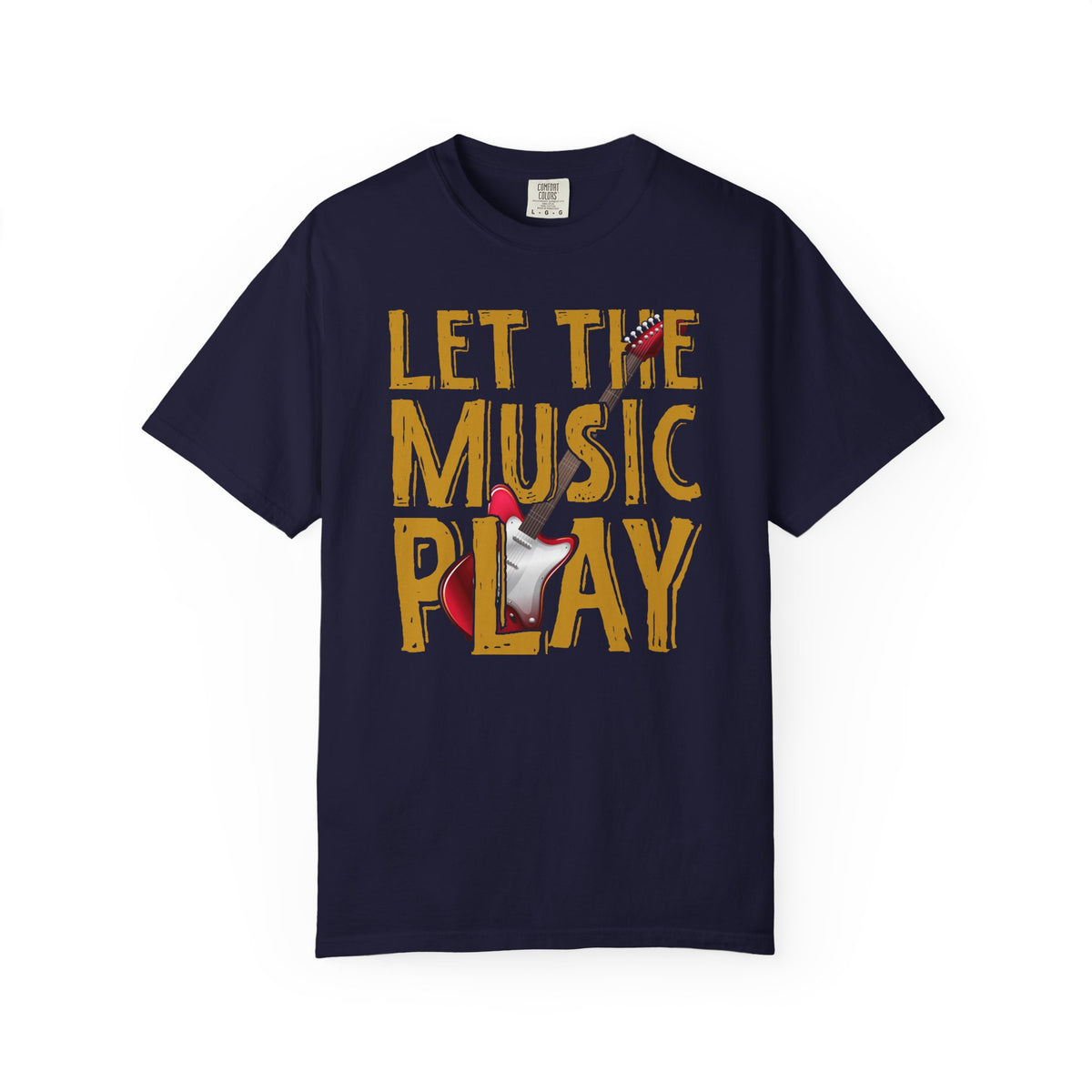 Let The Music Play Guitar T-shirt Music Typography Unisex Cotton Tee Comfort Colors 002