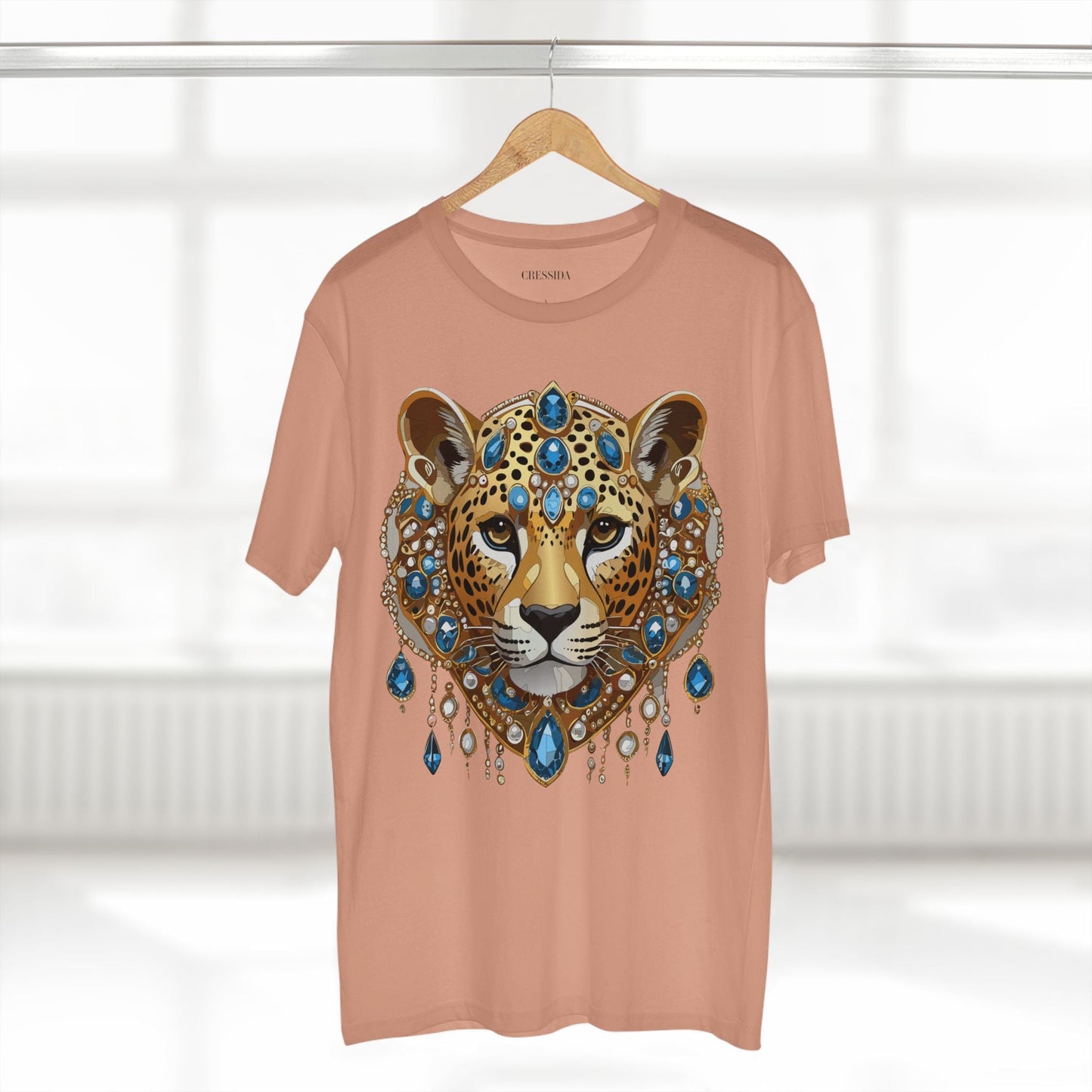 Cheetah Graphic Unisex 100 Cotton Tee With Unique Animal Golden Medallion Art Design 46