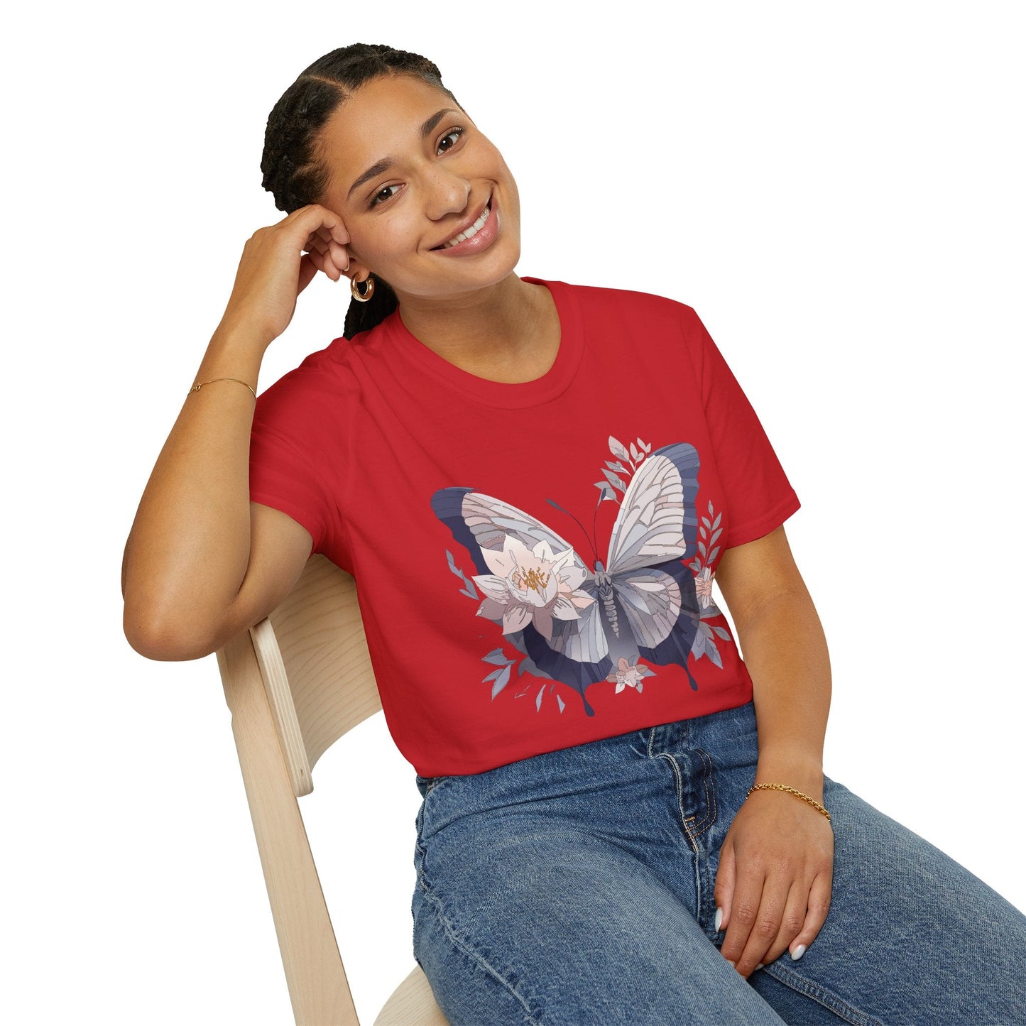 Butterfly T Shirt Unisex Monarch Print Softstyle Cotton Tee for Everyday Comfort