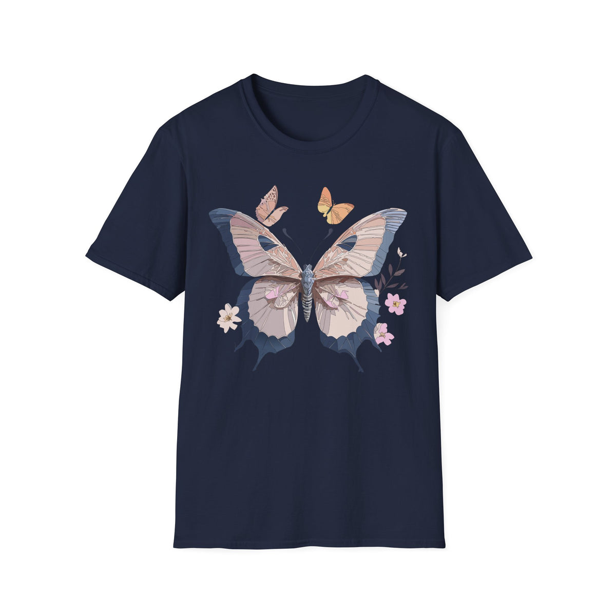 Pastel Butterfly Floral Wings Graphic Design Unisex 100 Cotton Gildan T-Shirt