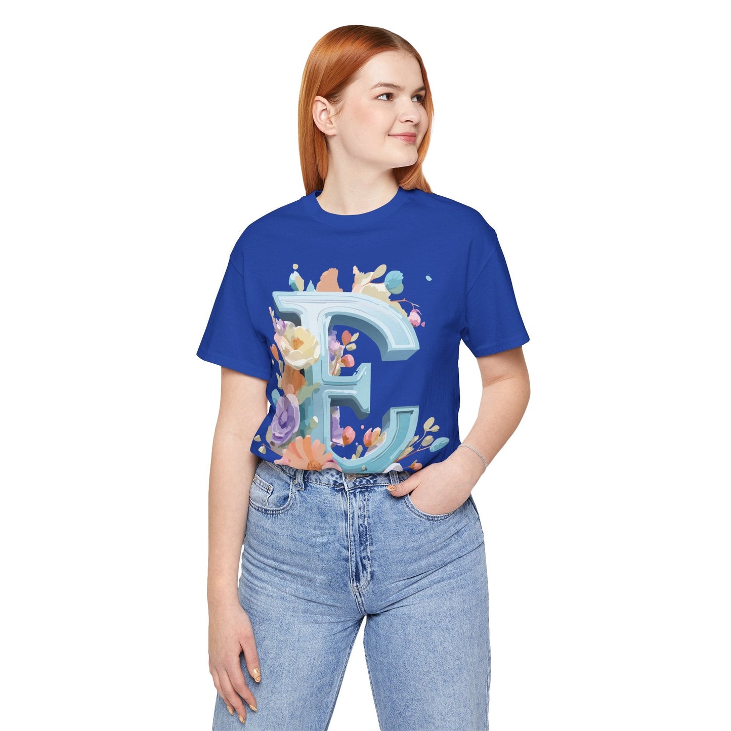 Letter E Graphic Tee Unisex Vintage Inspired Art Design Adelpha Short Sleeve Shirt