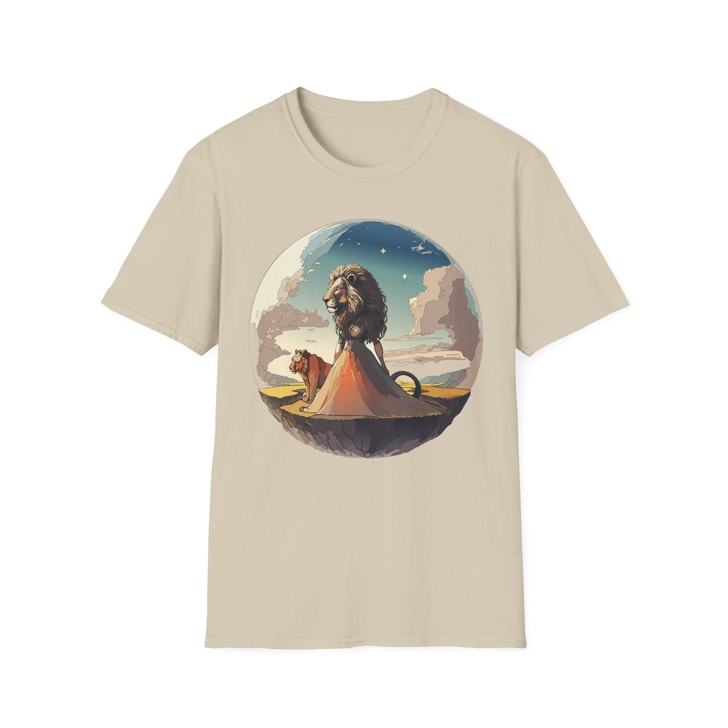 Lion Graphic T Shirt Unisex Softstyle 64000 Gildan 100 Percent Cotton Tee