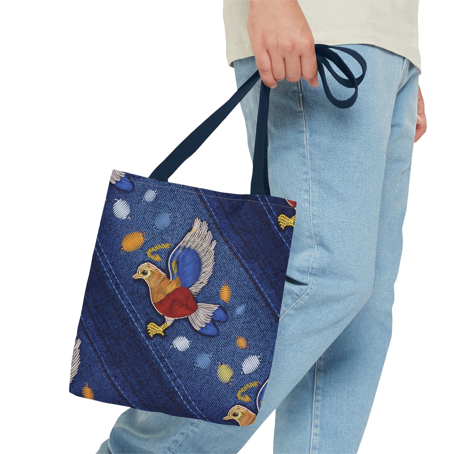 Denim Fabric Imitation Print Unisex Canvas Bag Poly Spun 3 Sizes Tote Bag 194