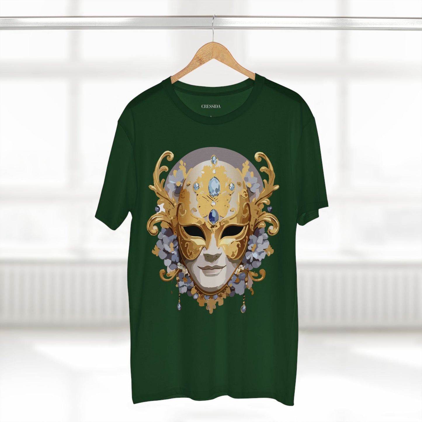 Carnival Mask Graphic T-Shirt Unisex 100 Cotton With Antique Gold Art Design Tee 6