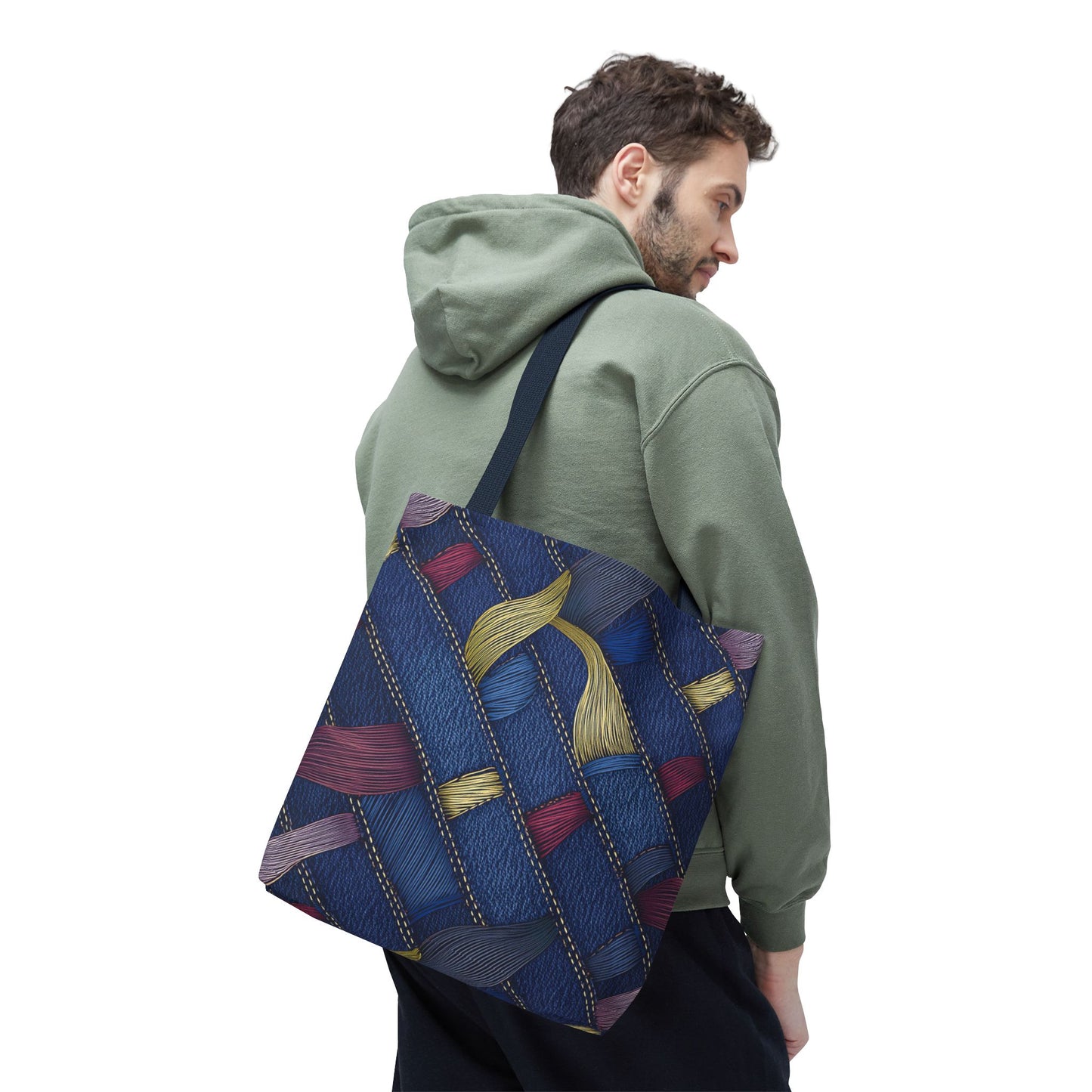Denim Fabric Imitation Print Unisex Canvas Bag Poly Spun 3 Sizes Tote Bag 145