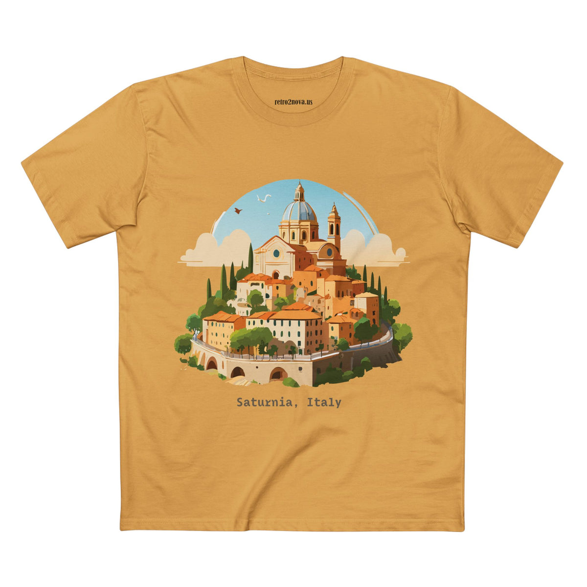 Saturnia Italy village illustration T-Shirt | Italian travel souvenir tee