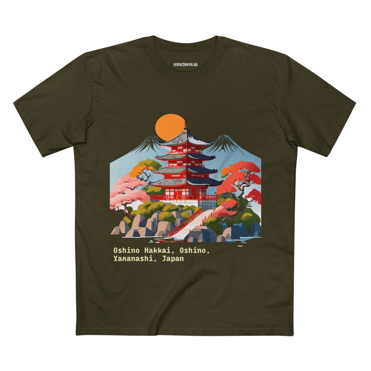 Japanese Pagoda Illustration Tee | Oshino Hakkai, Yamanashi, Japan