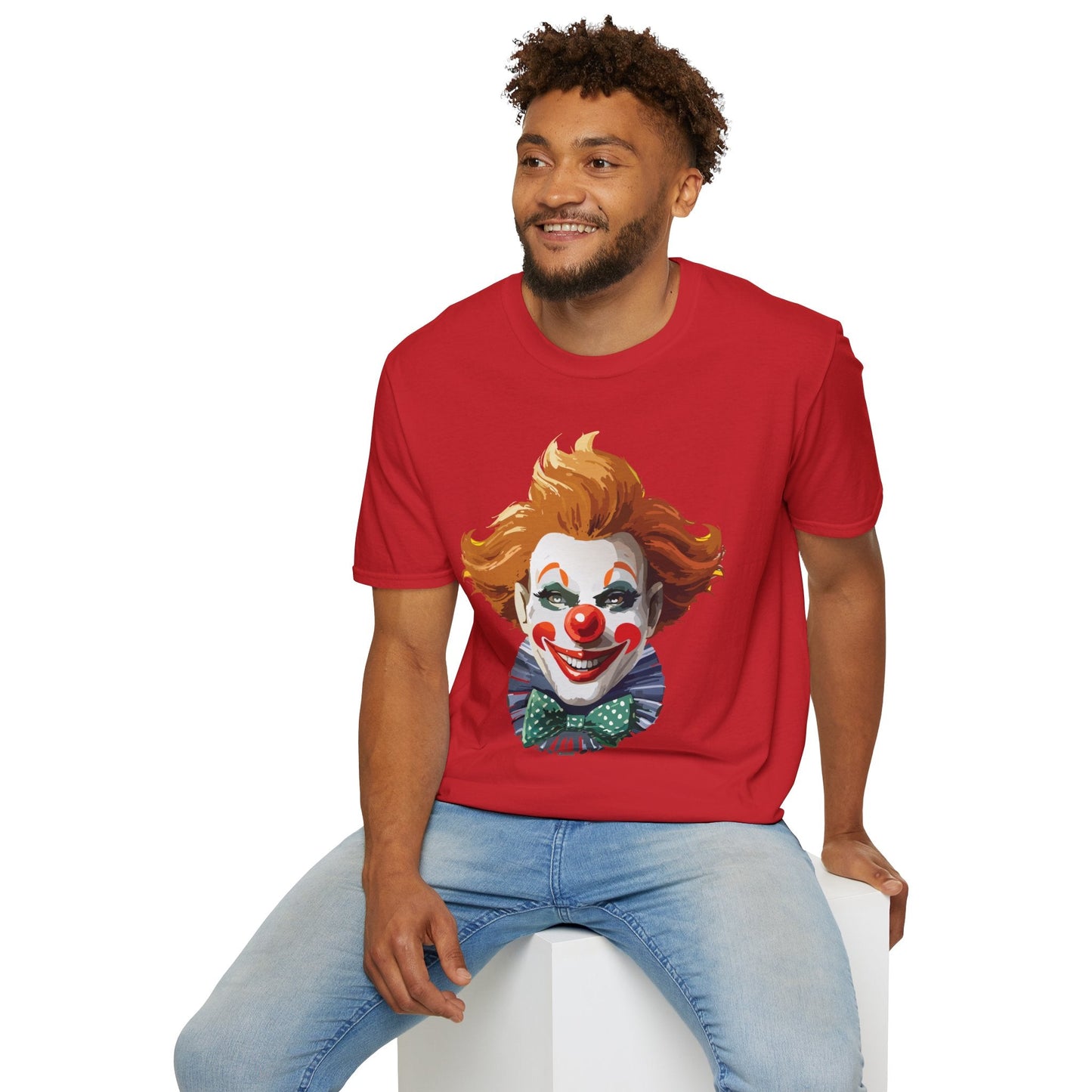 Clown Theme T Shirt Funny Man Circus Scary Man Unisex Gildan Softstyle Graphic Tee Everyday Wear