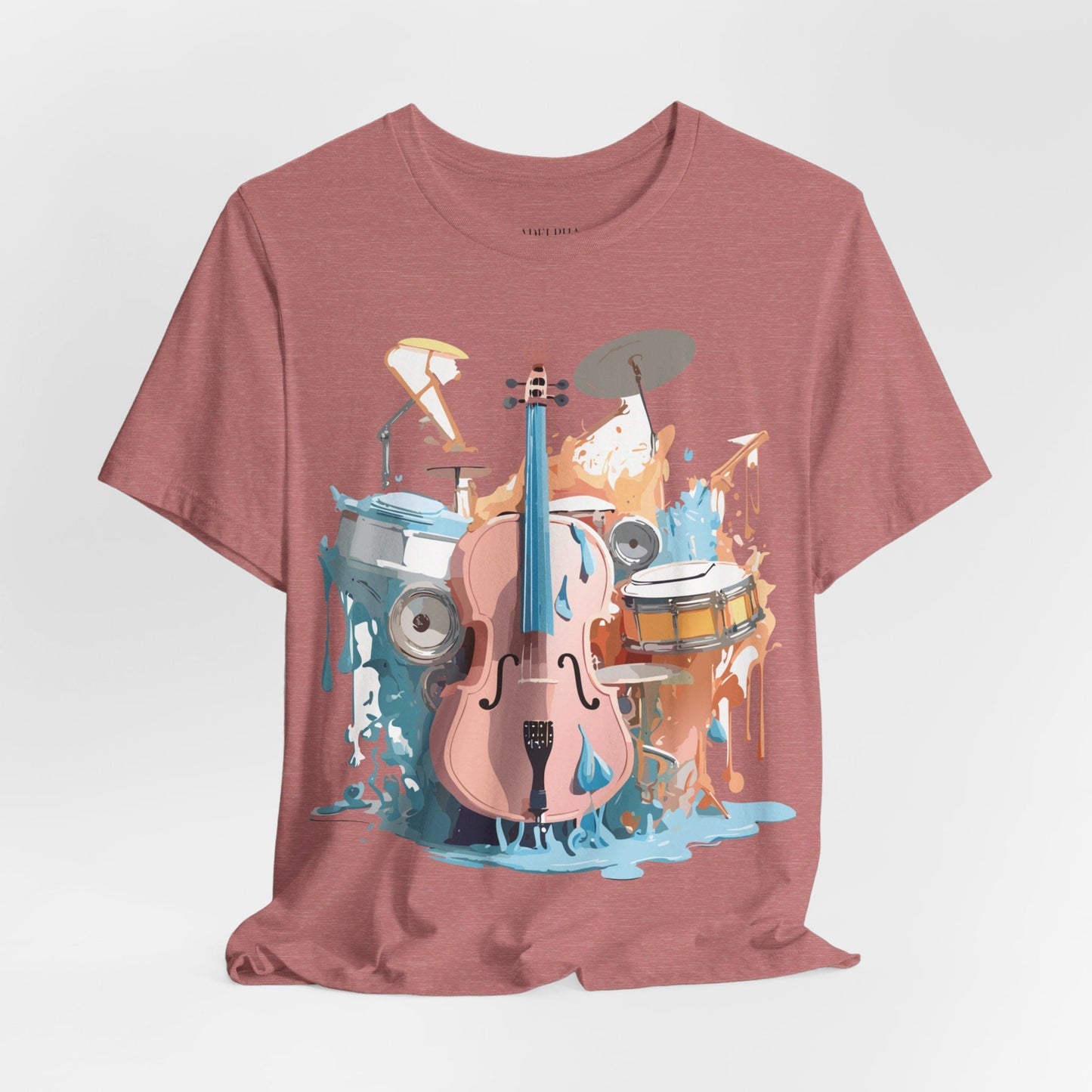 Music Graphic Unisex 100 Cotton Vintage Art with Musical Elements Tee 74