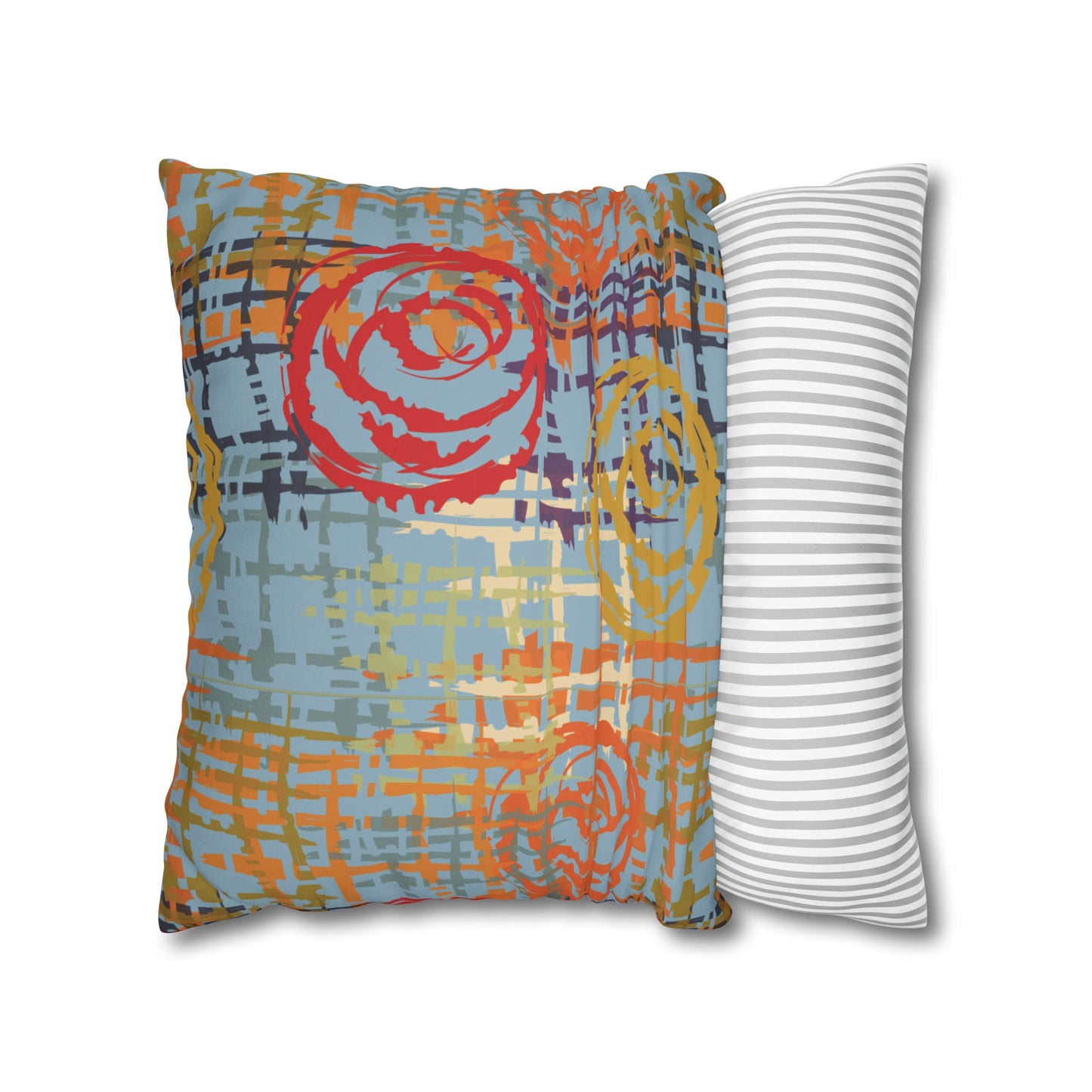 Faux Suede Pillowcase with Abstract print