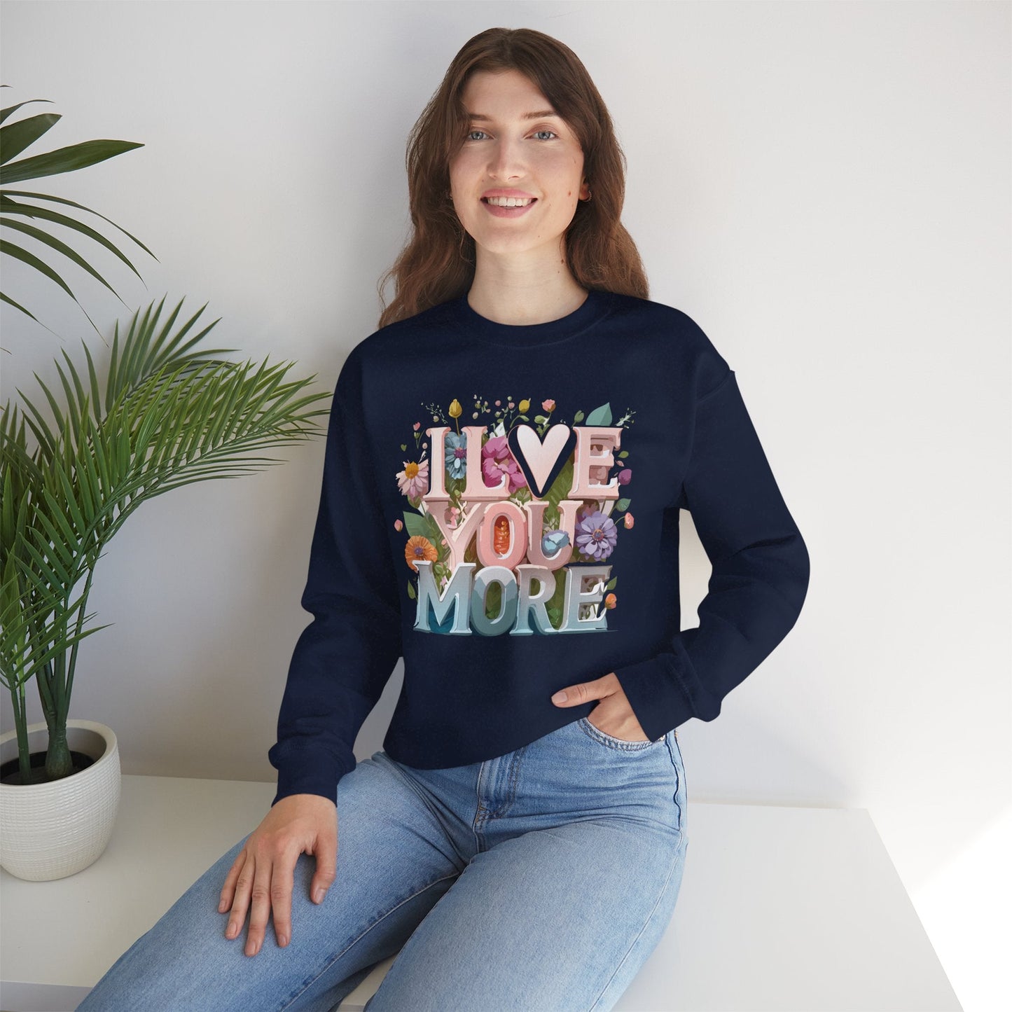Floral Love Sweatshirt Unisex Crewneck Valentine Day Floral Print Cozy Winter Wear