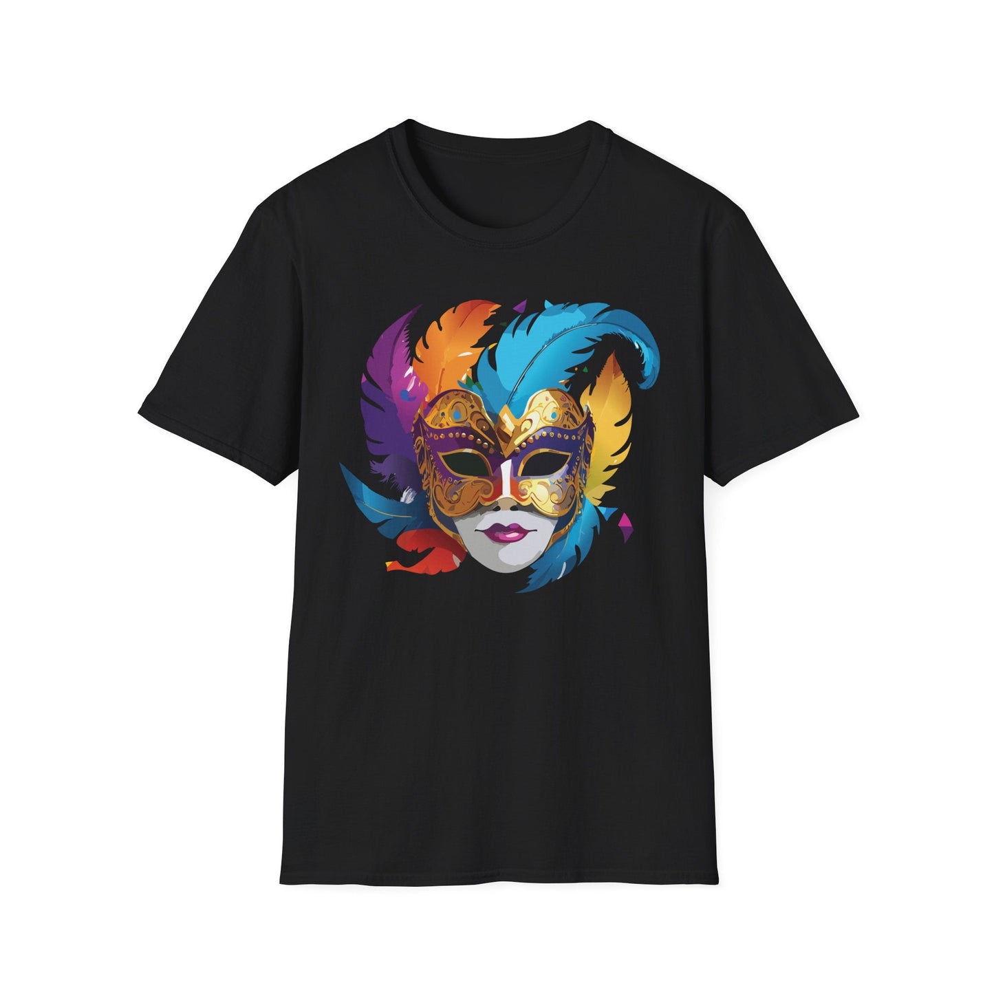 Mask Tee Shirt Unisex Short Sleeve Cotton Tee Art Design Masquerade Gildan Softstyle 64000