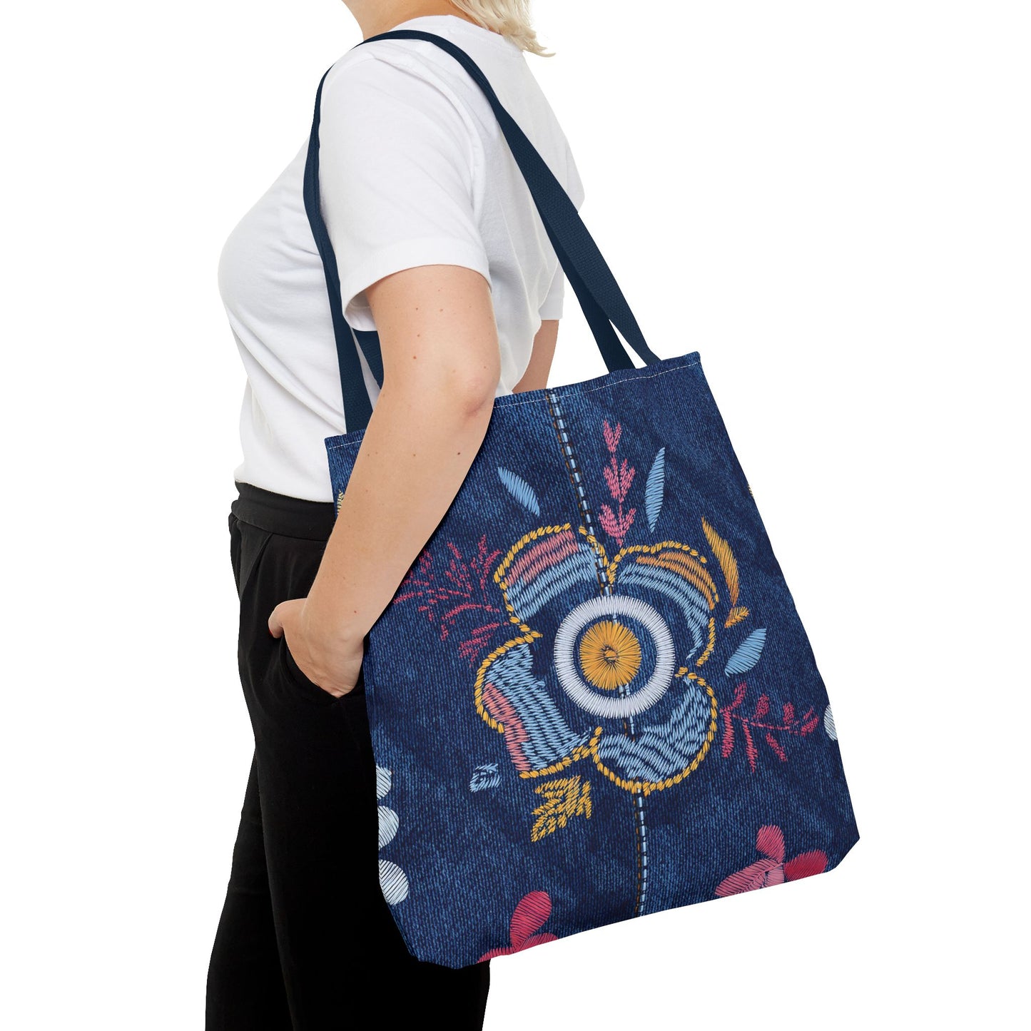 Denim Fabric Imitation Print Unisex Canvas Bag Poly Spun 3 Sizes Tote Bag 159-9