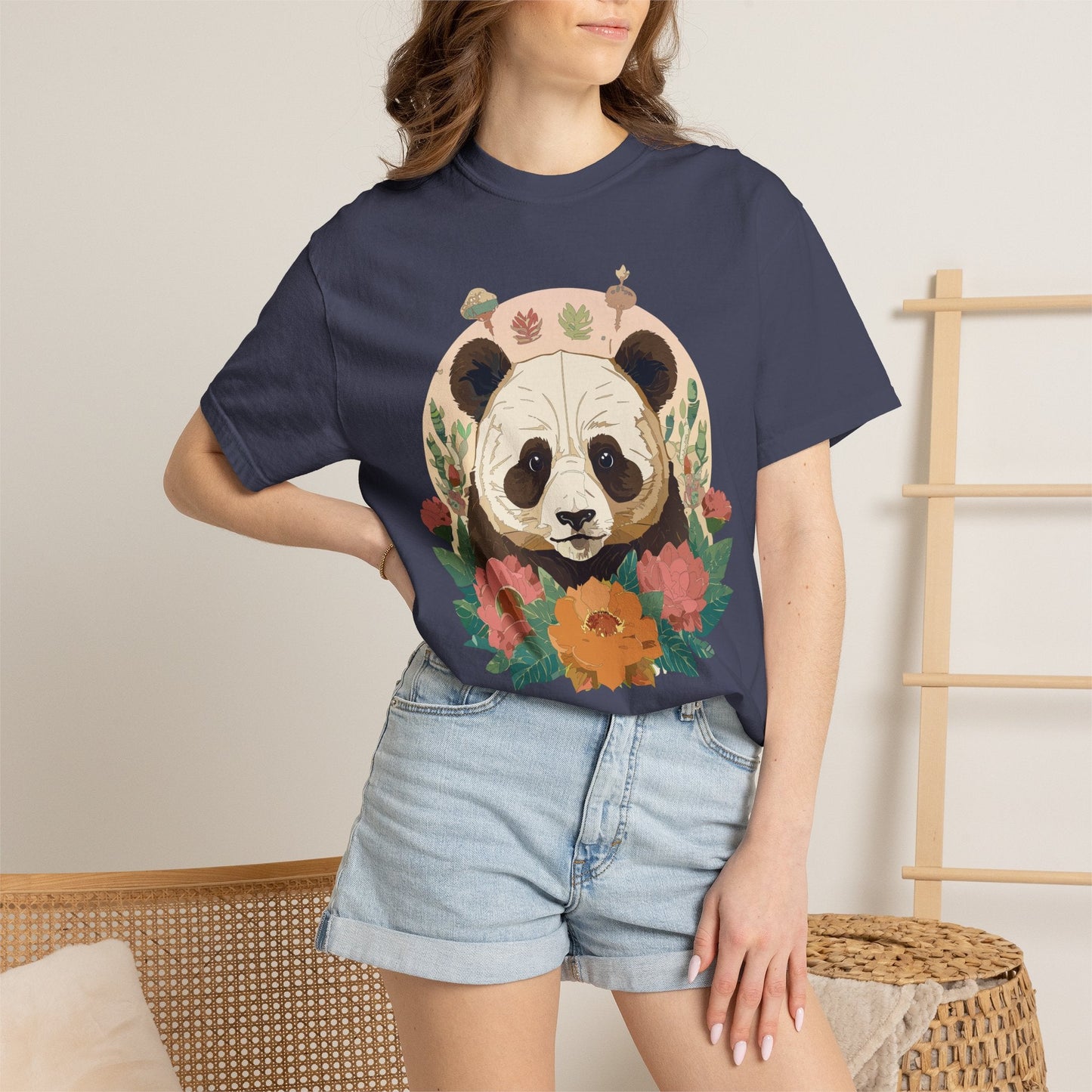 Panda Portrait Graphic T-Shirt Unisex Cotton Floral Animal Art Tee p2