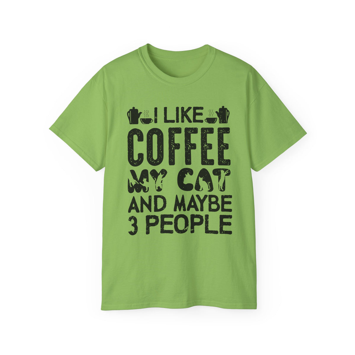 I Like Coffee My Cat And Maybe 3 People T-Shirt | Cat Coffee Humorous Tee
