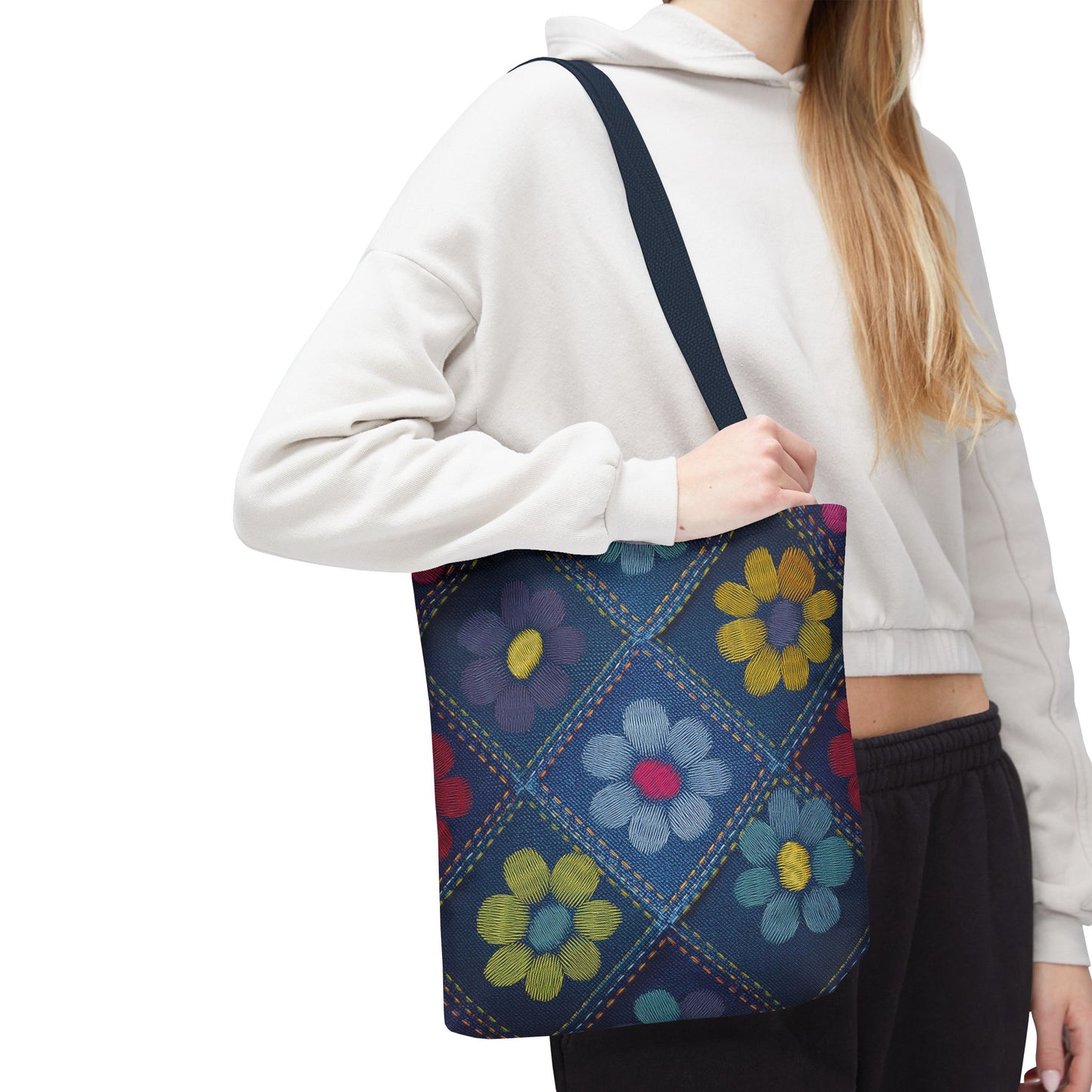 Denim Fabric Imitation Print Unisex Canvas Bag Poly Spun 3 Sizes Tote Bag 179