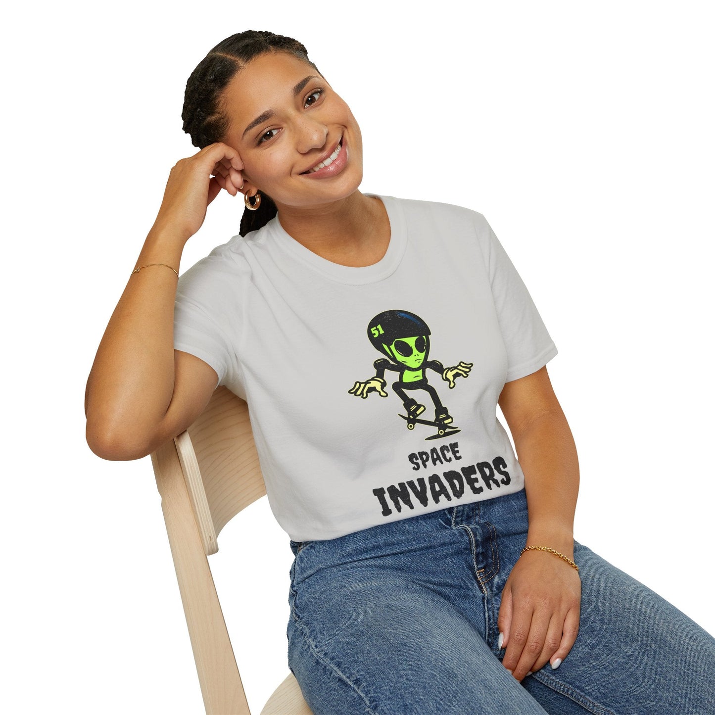 Alien Skateboard Space Invaders Shirt