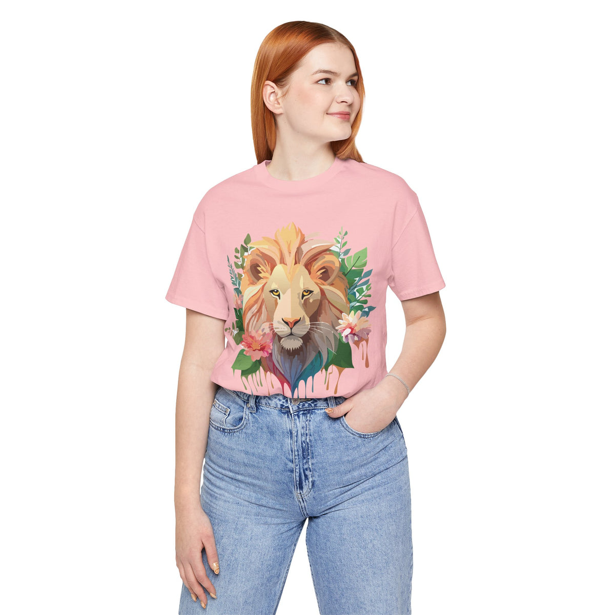 Lion Graphic Unisex Cotton Bella+Canvas Tee with Art Animal Design e317