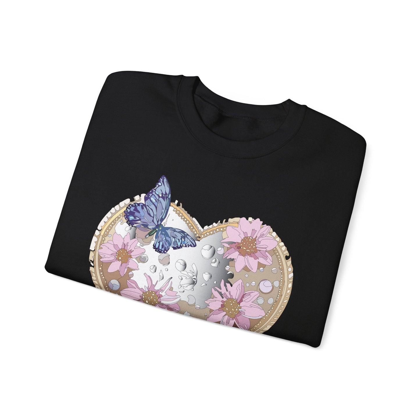 Floral Heart Love Sweatshirt For Valentines Day Unisex Heavy Blend Crewneck Sweatshirt