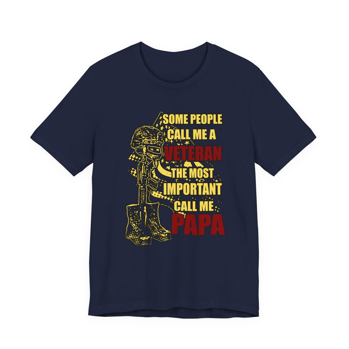Veteran Papa Graphic Tee | Military Tribute Boots & Helmet Design Unisex Cotton v58