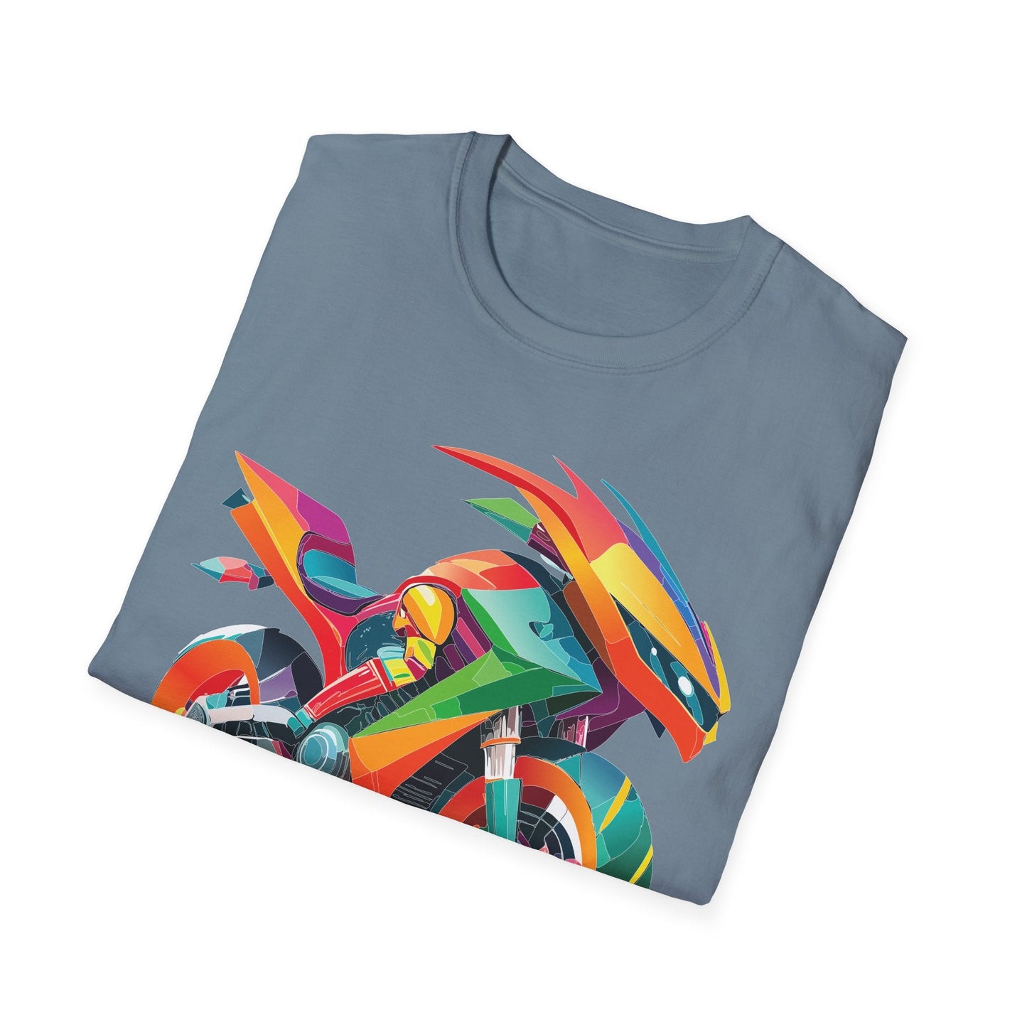 Unisex Bike T Shirt With Motorcycle Artwork Premium Cotton MTB Tee Softstyle 64000