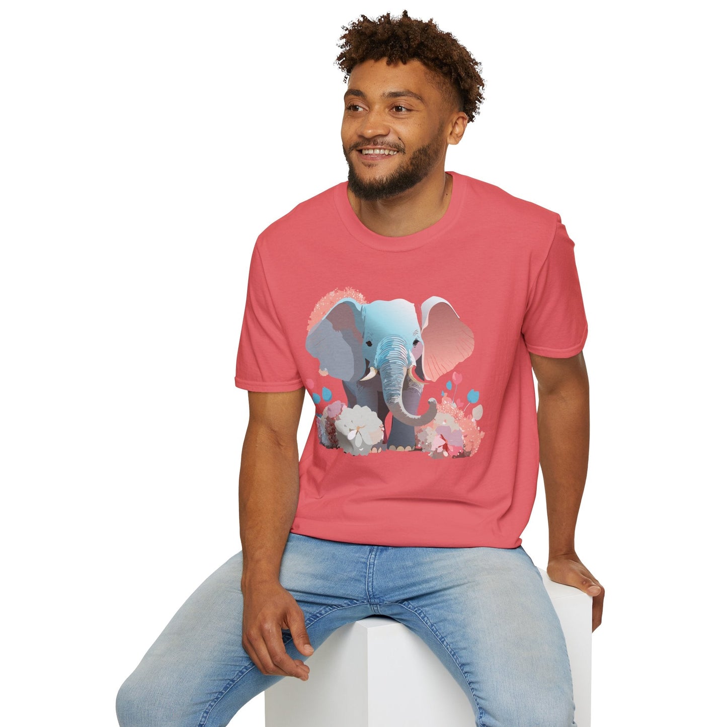 Elephant T Shirt Unisex Softstyle Graphic Tee With Elephant Animation Animal Print