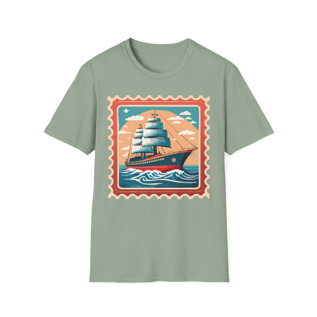 Vintage Sailing Ship T-Shirt | Retro Ocean Stamp Graphic Tee
