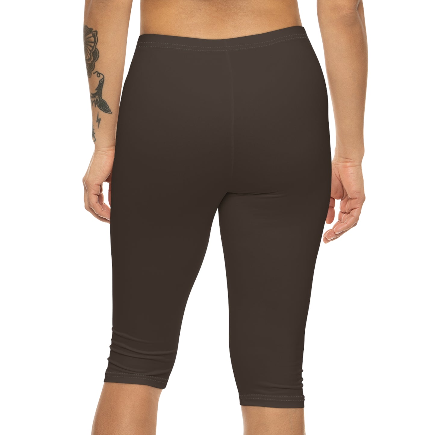 Taupe Color Women's Brushed Suede Poly Span Casual Capri Leggings XS-2XL