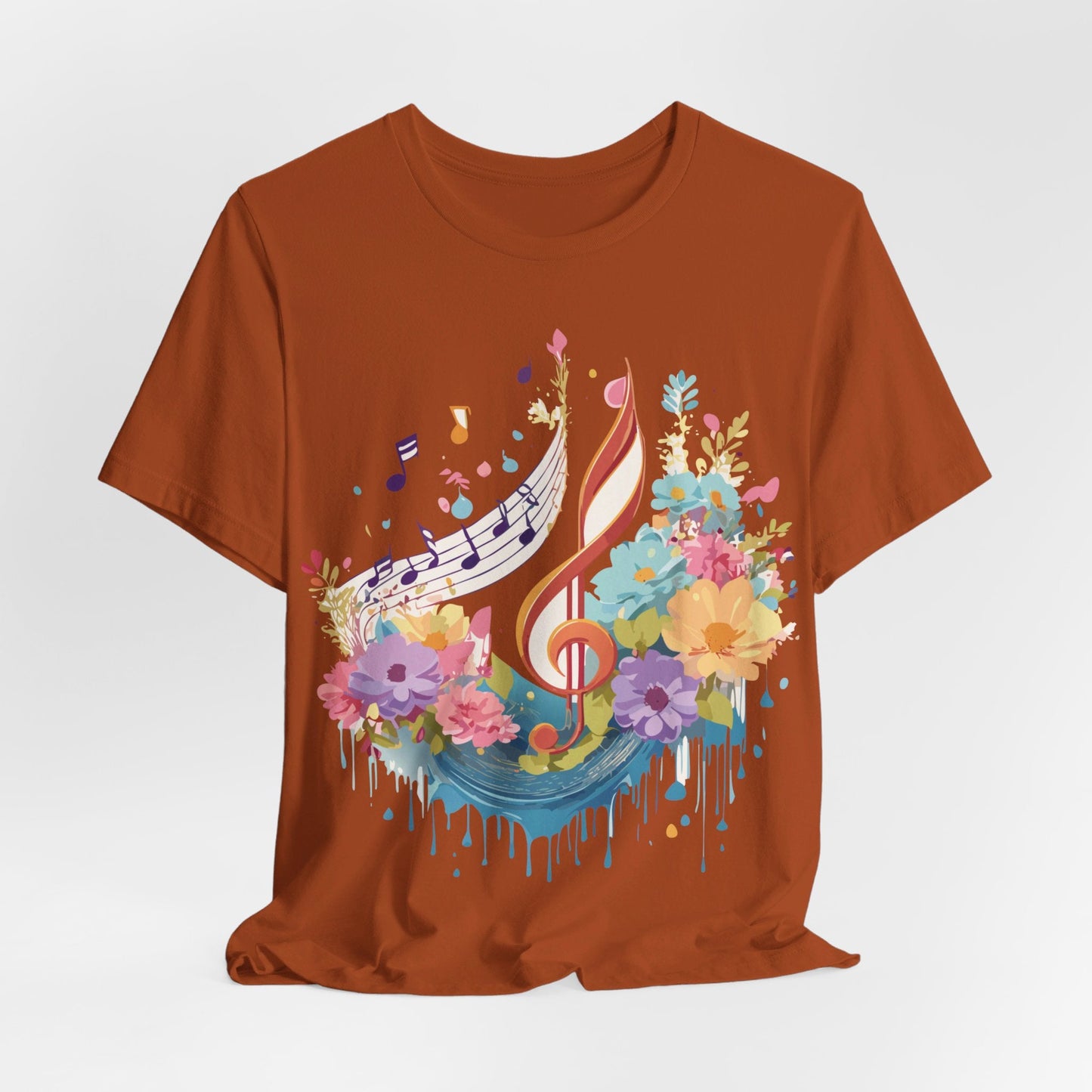 Music Graphic Unisex 100 Cotton Vintage Art with Musical Elements Tee 106