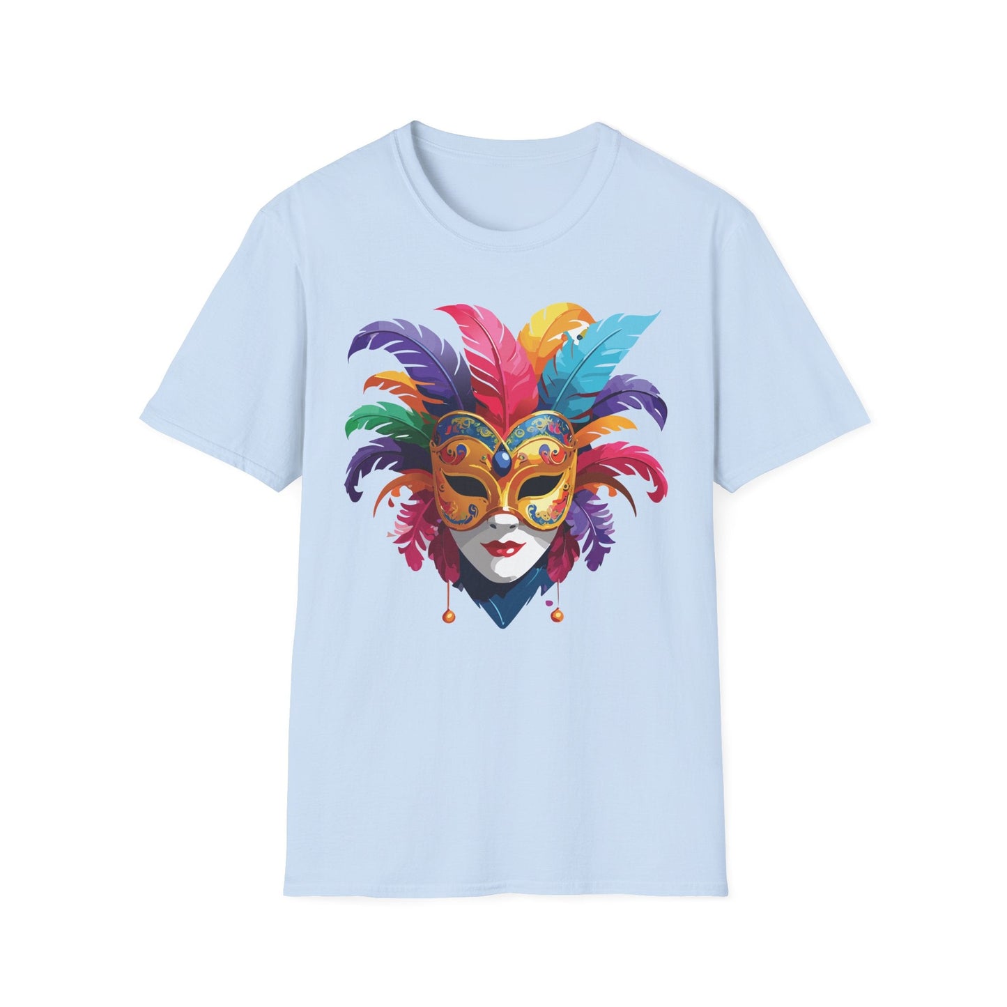 Unisex Mask Tee Shirt Gildan Softstyle 64000 Lightweight Comfortable Masquerade Design Tee