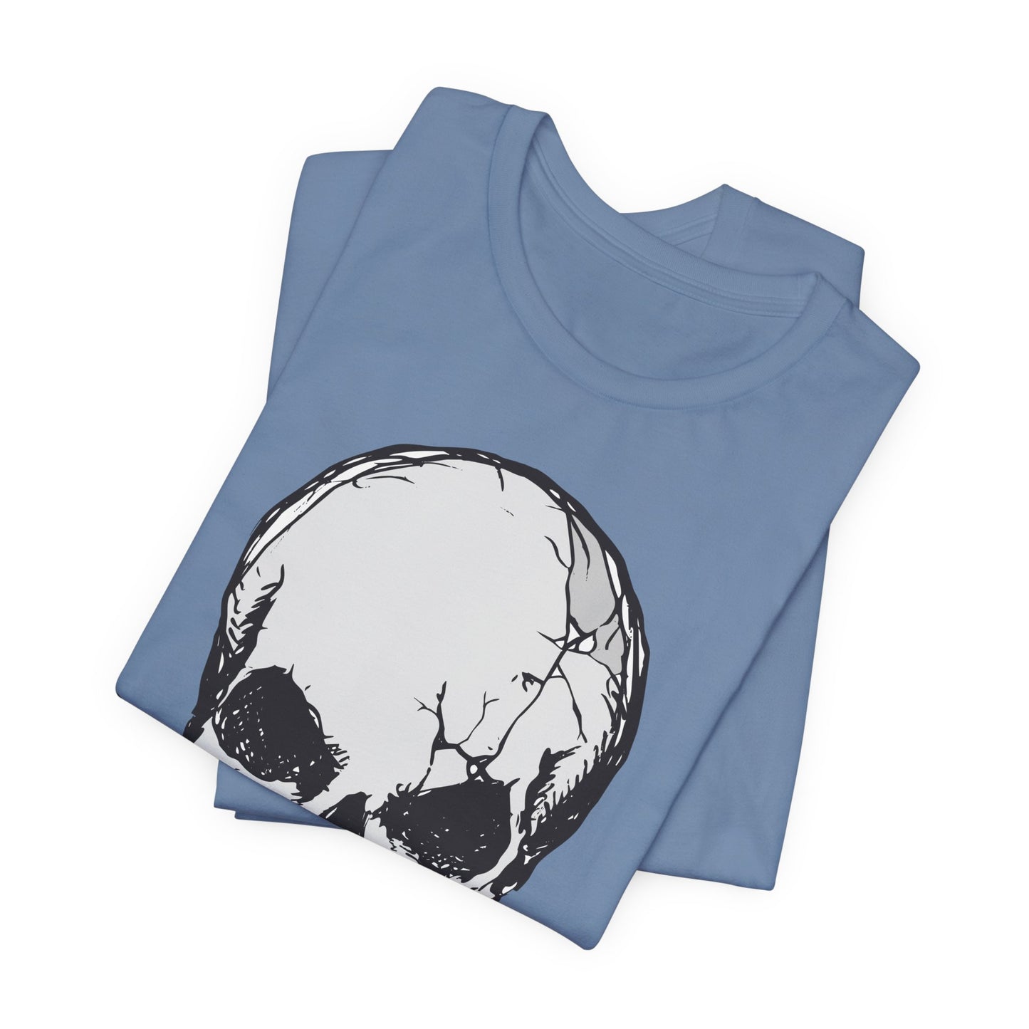 Grey Skull Graphic Design Tee, Skull Shirt, Vintage Tees, Art Design T-Shirt, Vintage Graphic Tee, Art Shirts with Skulls