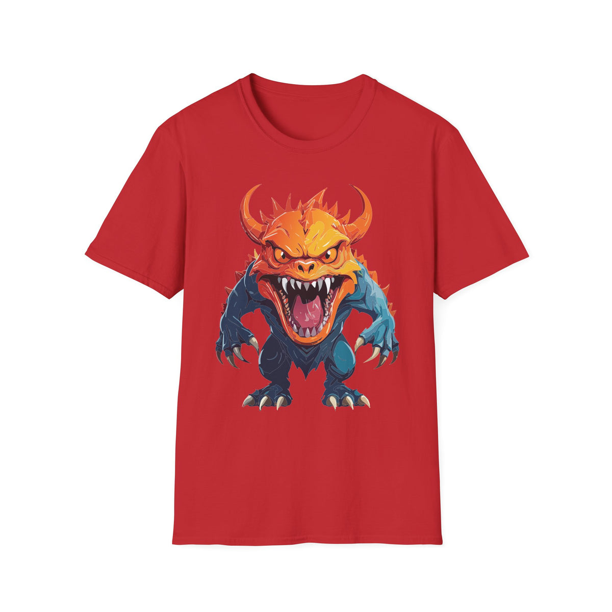 Monster Roar T‑Shirt — Fierce Orange Dragon Cartoon Graphic Tee Unisex 100 Cotton Gildan T-Shirt