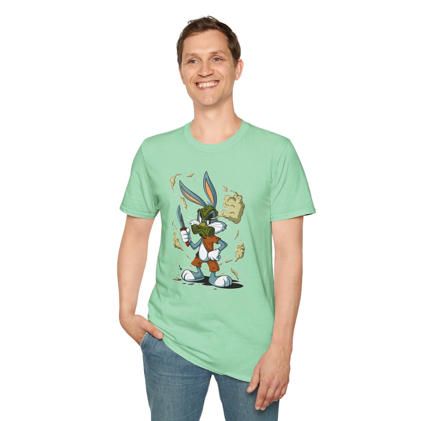 Cartoon Bunny Graphic Unisex Cotton Animal Animation Artwork Design Tee 17