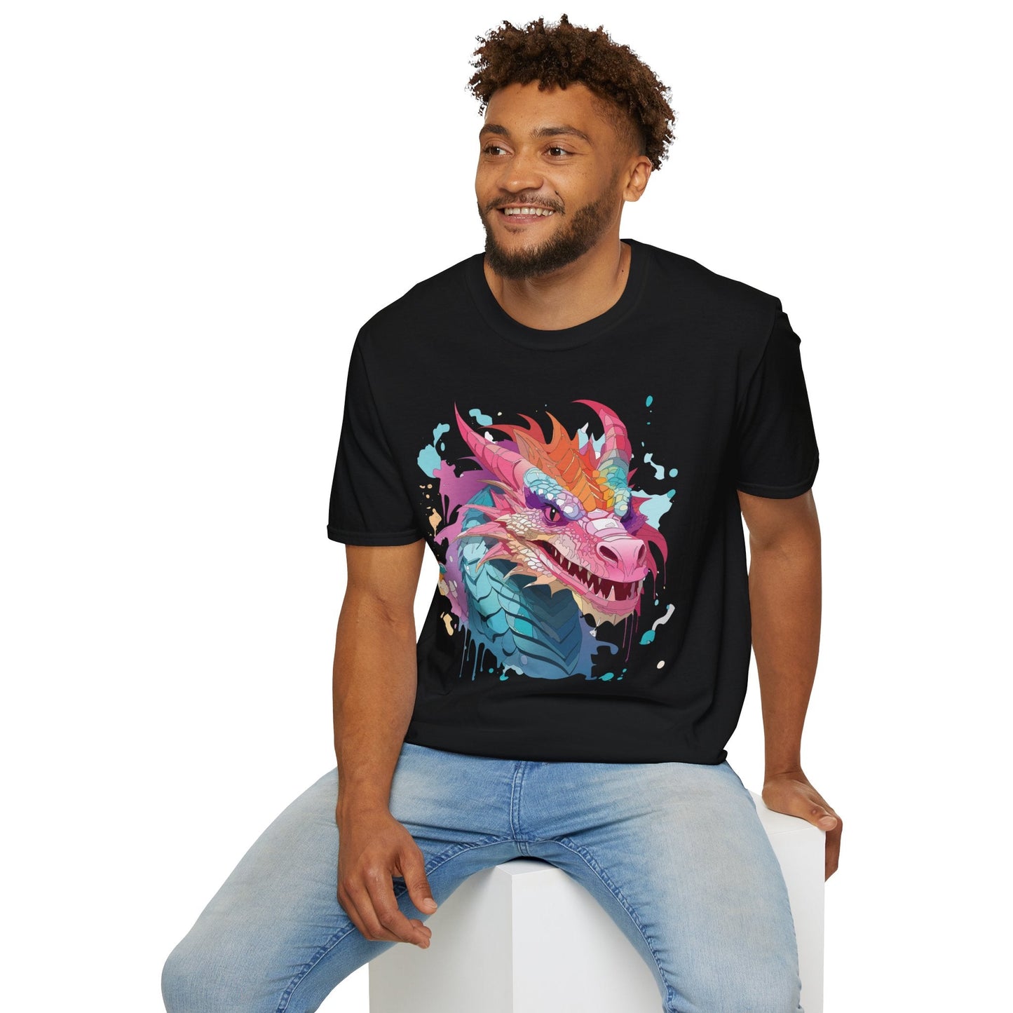 Dragon Graphic Tee Unisex Gildan Softstyle Cotton Shirt With Animal Art Design 64000