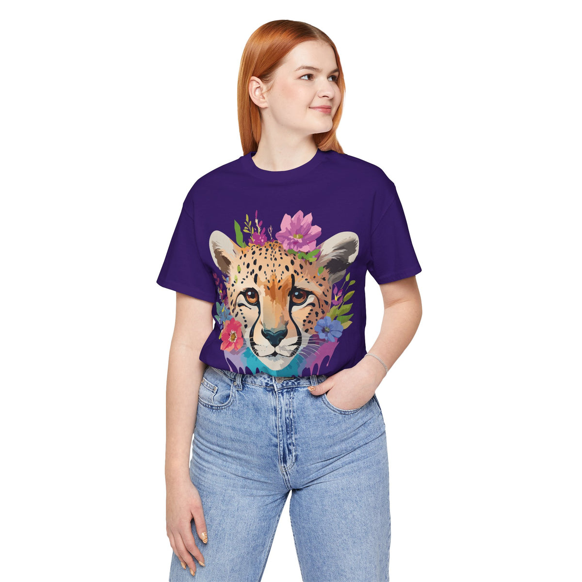 Cheetah Graphic Unisex Cotton Bella+Canvas Tee with Art Animal Design e11