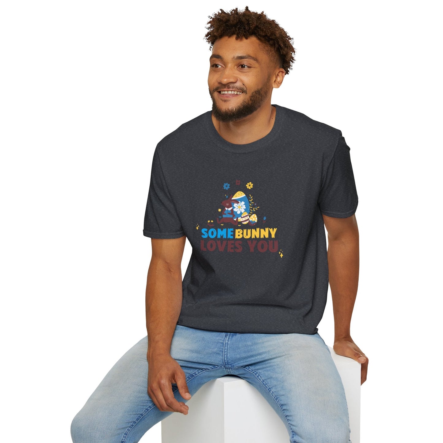 Easter Bunny T Shirt Unisex Gildan Softstyle 64000 Art Design With Easter Prints