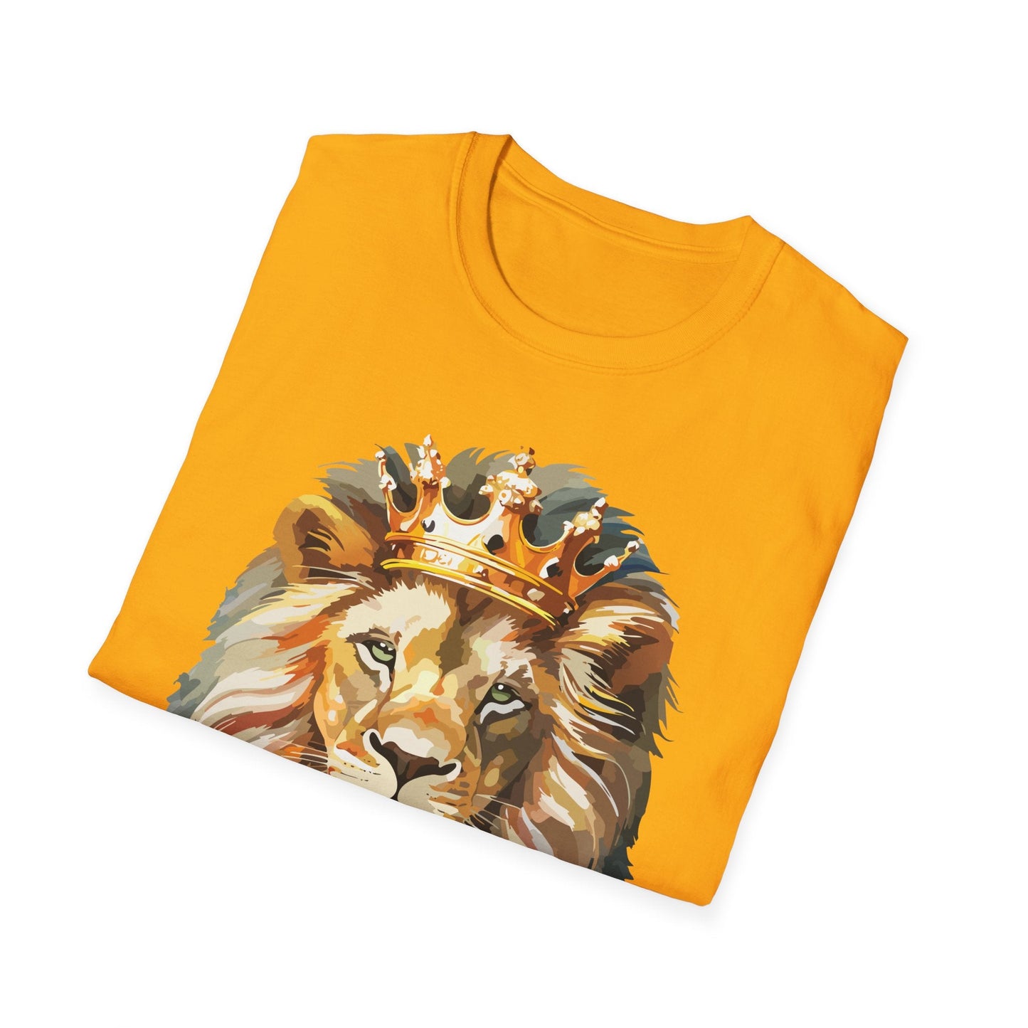 Unisex Lion Print T Shirt Softstyle 64000 One Hundred Percent Ring Spun Cotton