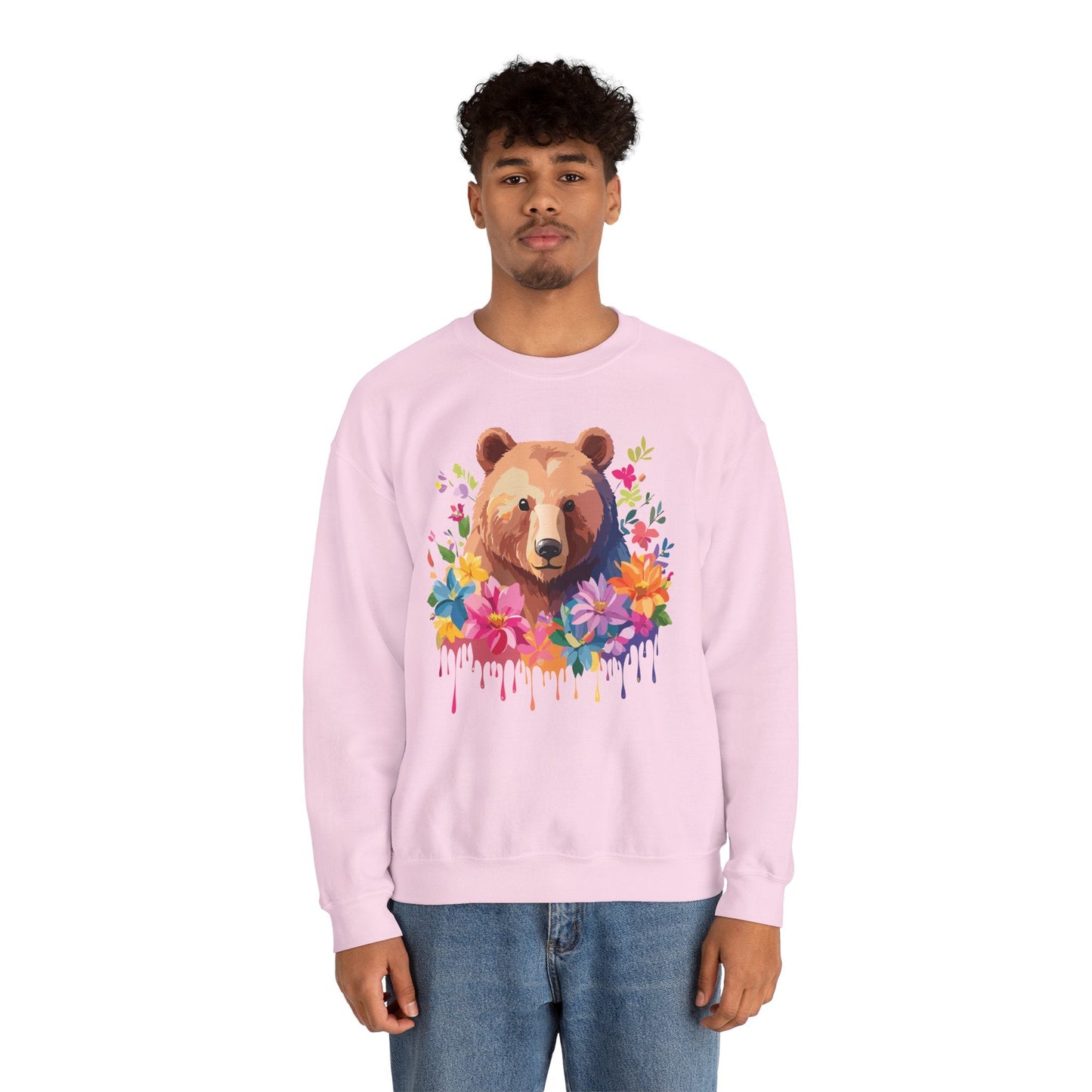 Unisex Floral Bear Sweatshirt With Art Design Animals Sweatshirt
