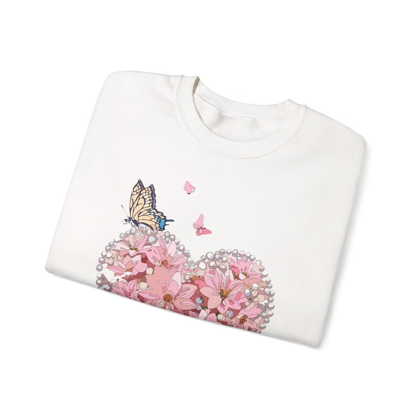 Unisex Floral Heart Sweatshirt with Love Floral Design for Valentines Day Gift Idea