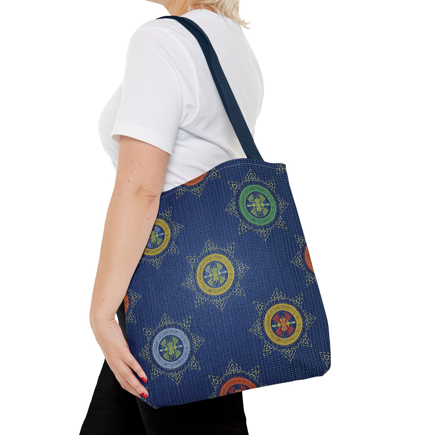 Diwali Graphic Denim Fabric Imitation Print Unisex Canvas Bag Poly Spun 3 Sizes Tote Bag 205-2
