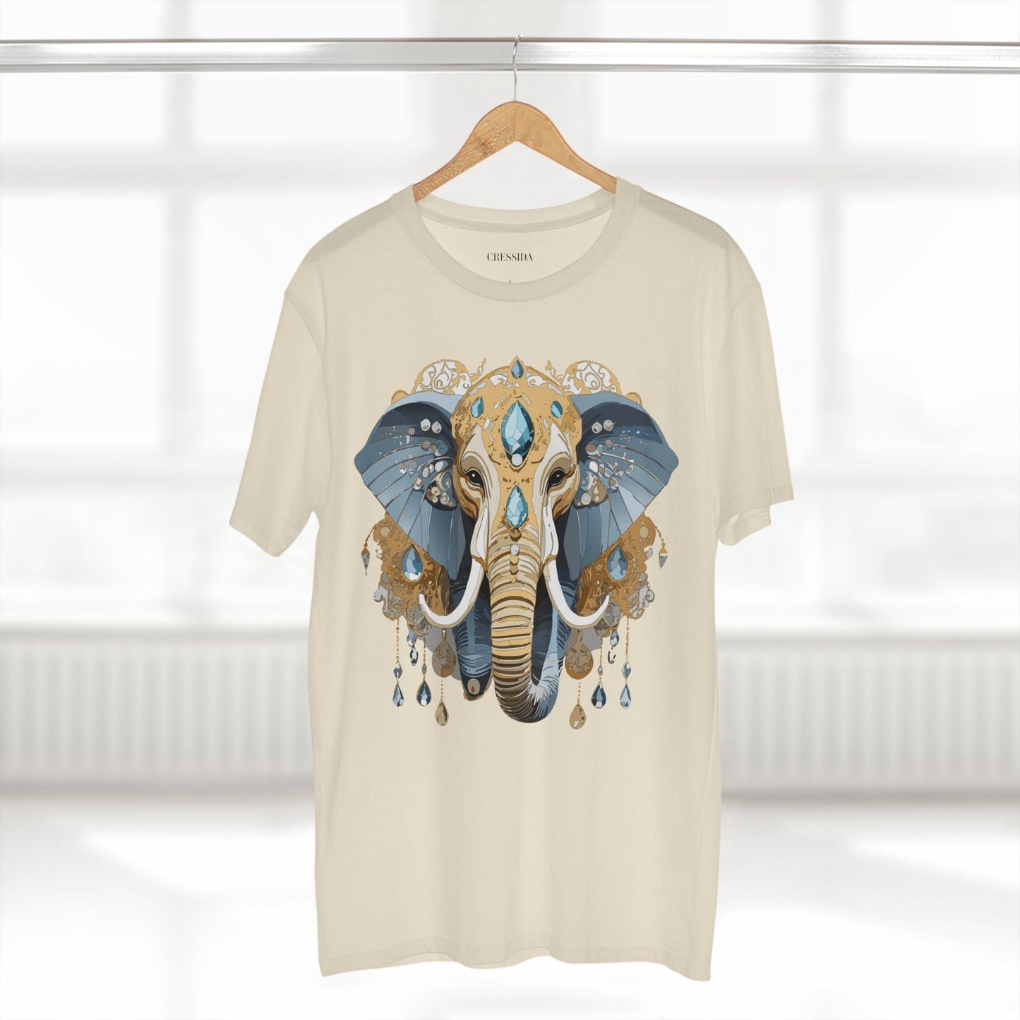 Elephant Graphic Unisex 100 Cotton Tee With Unique Animal Golden Medallion Art Design 35