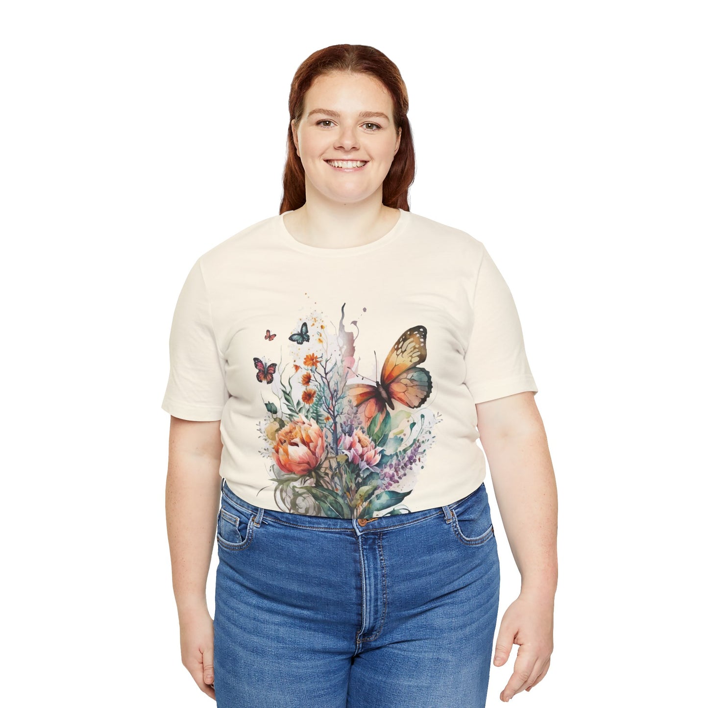 Cotton Tee Shirt with Butterfly Prints