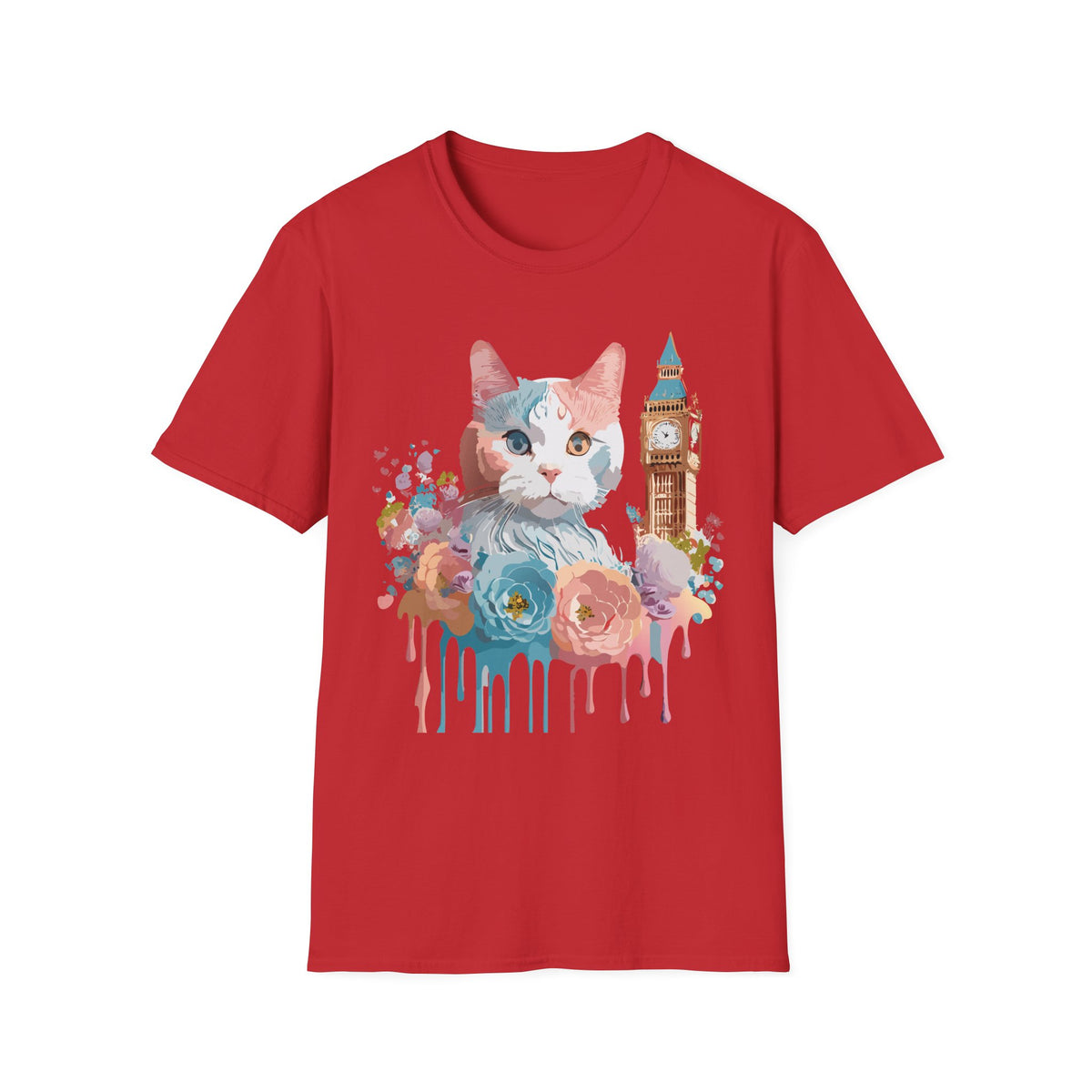 Watercolor Cat with Big Ben T-Shirt | London cat illustration, floral accents