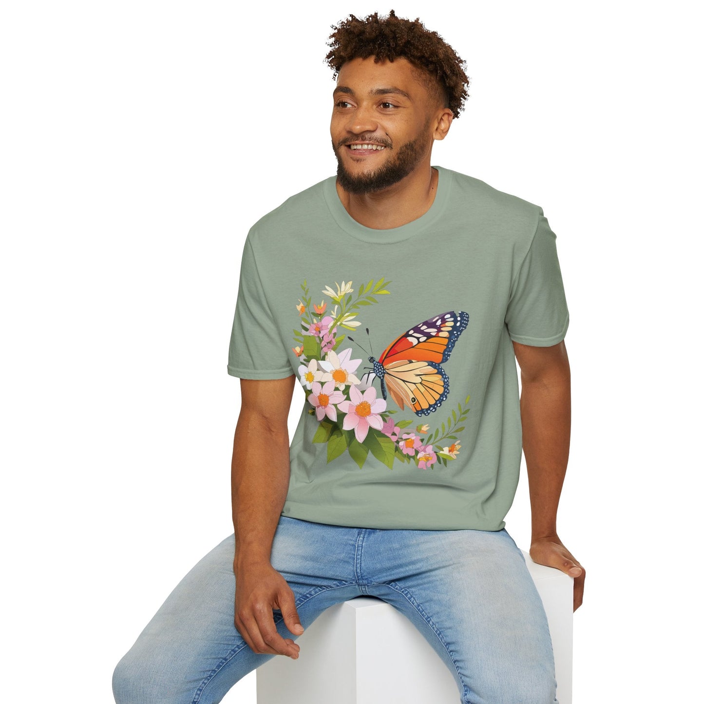 Monarch Butterfly T Shirt Unisex Softstyle Gildan 64000 100 Percent Cotton Tee Breathable