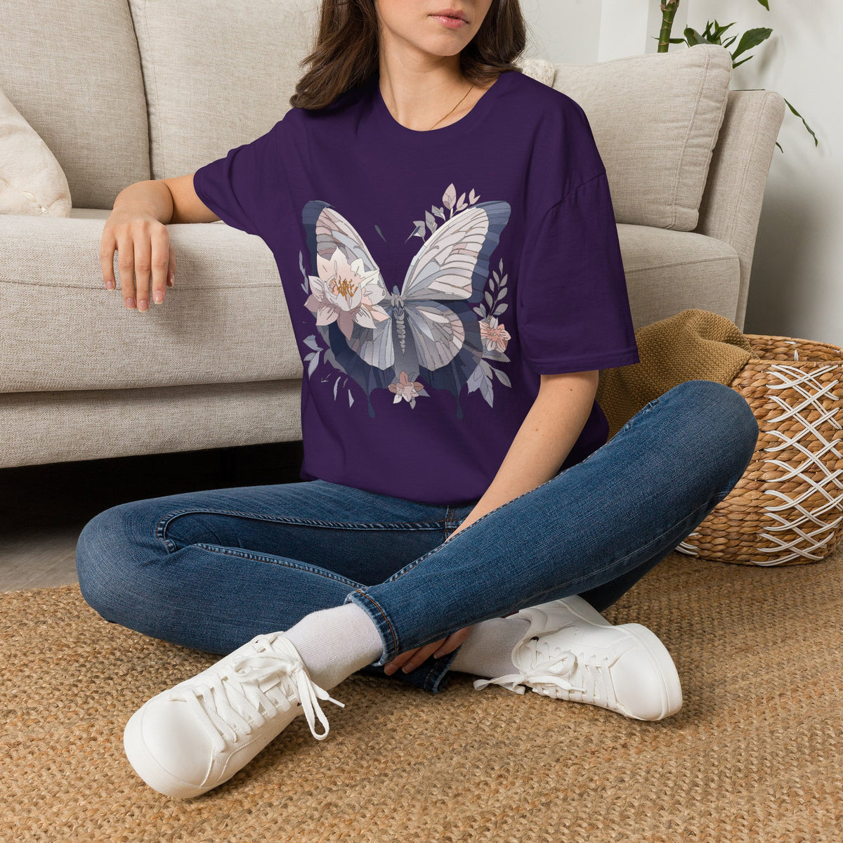 Floral Butterfly Flower Wings Graphic Design Unisex 100 Cotton Gildan T-Shirt