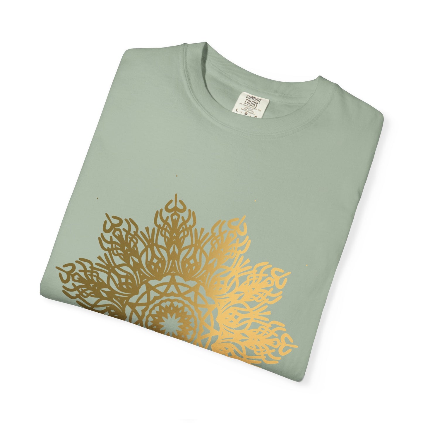 Unisex Garment Dyed Cotton T-Shirt with Mandala Graphic Design