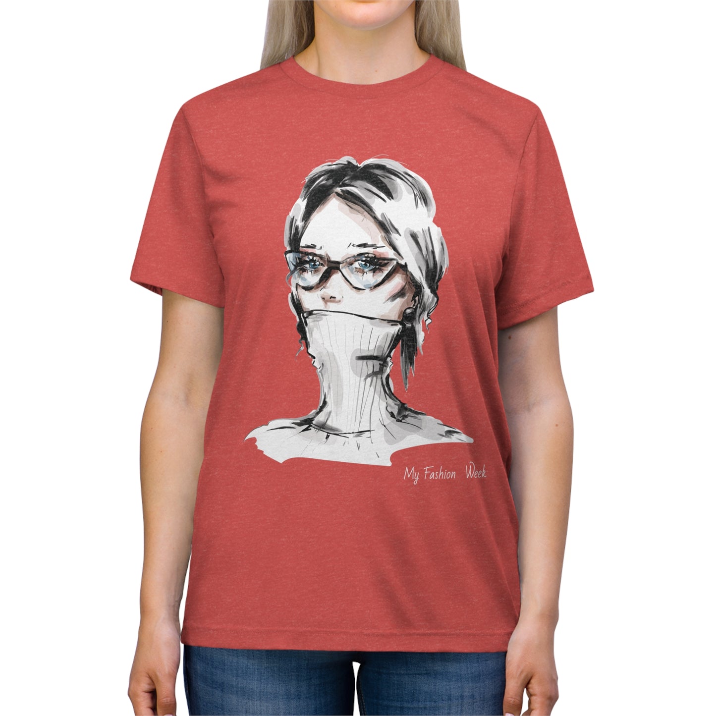 T-shirt tri-mélange avec motif artistique