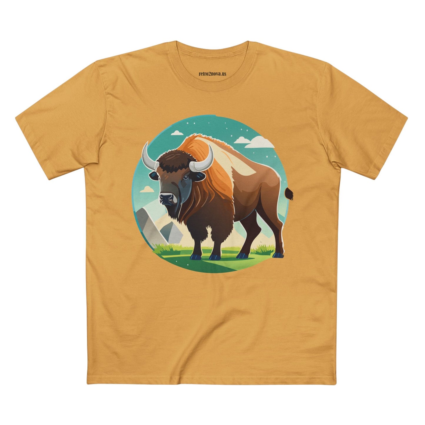 Bison Shirt Unisex Premium Cotton Tee With Original Art Design From Retro2Nova Animals Collection Exclusive Art Series